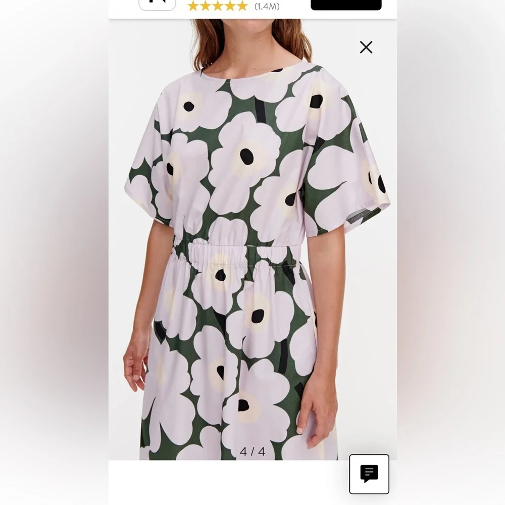 Marimekko Siloinen Pieni Unikko 2 Midi Dress Large NWOT Poppy - Picture 3 of 15